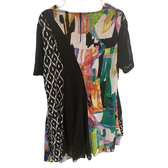 Faratelli Womens Artsy Tunic Top Size Extra Large Black Boho Mesh Fairy Grunge - Picture 6 of 10